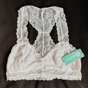 Blush Pink/Cream Racer Back Lace Bralette